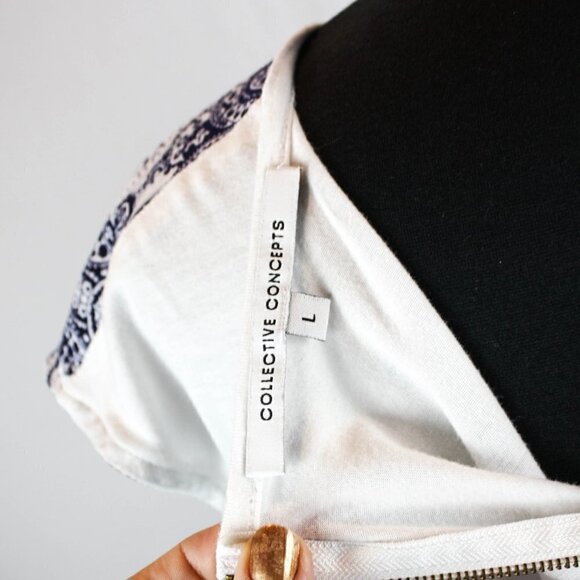 Collective Concepts Blouse Top White Blue … - Picture 5 of 5